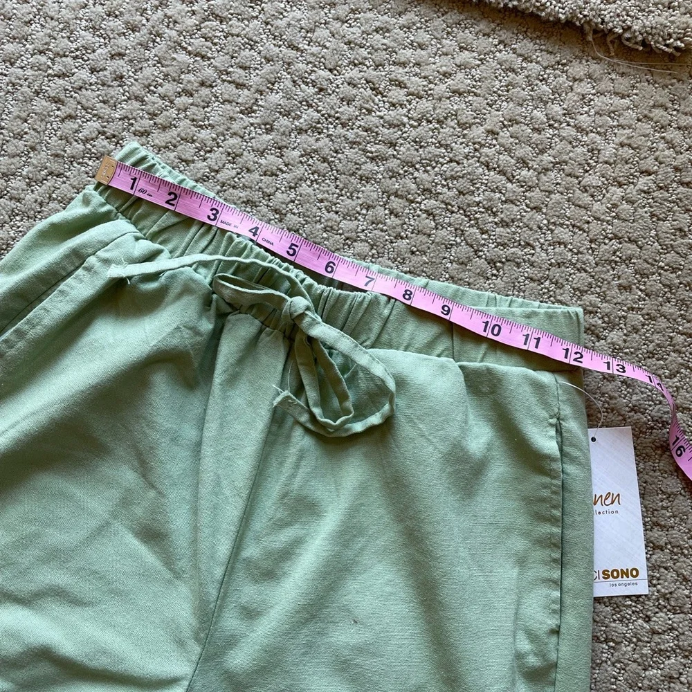 Green wide leg linen pants - Picture 6 of 10